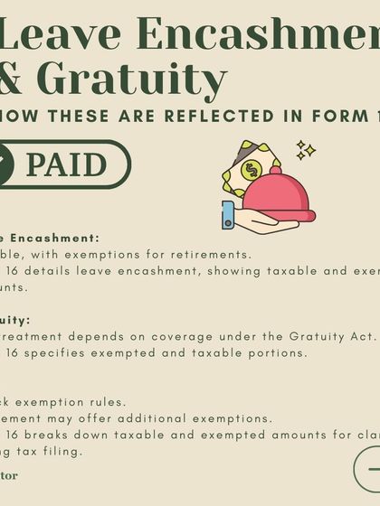 Leave encashment and gratuity are also part of your income. This guide explains how these amounts are reflected in Form 16, detailing the taxable and exempted portions for clarity during tax filing.