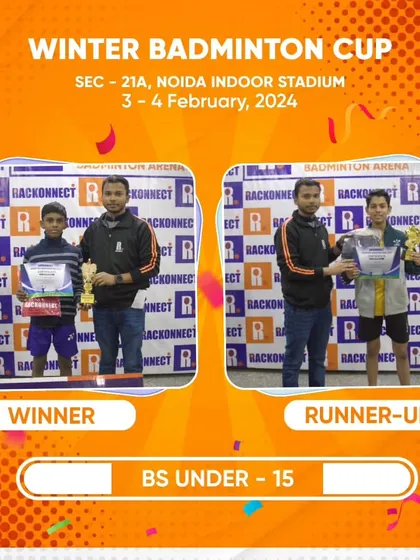 The podium finishers for the Boys Singles Under 15 category at the Winter Badminton Cup. We celebrate every winner and their hard work.