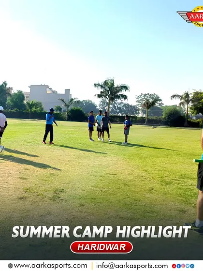 A scene from our Haridwar summer camp. The open grounds provide the perfect setting for comprehensive cricket training.