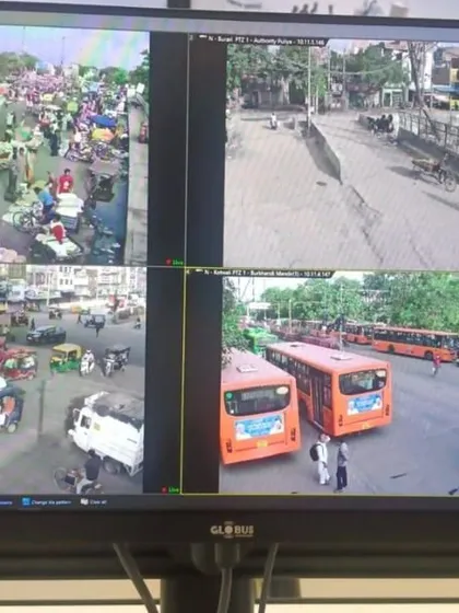 This screen shows how my systems can monitor diverse environments, from a crowded market on the left to moving traffic with DTC buses on the right.