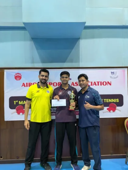 Here I am with Parth Magar, our U-17 Boys Champion at the 1st Maharashtra State Ranking Tournament. His powerful performance is a result of his dedication and our rigorous training program.