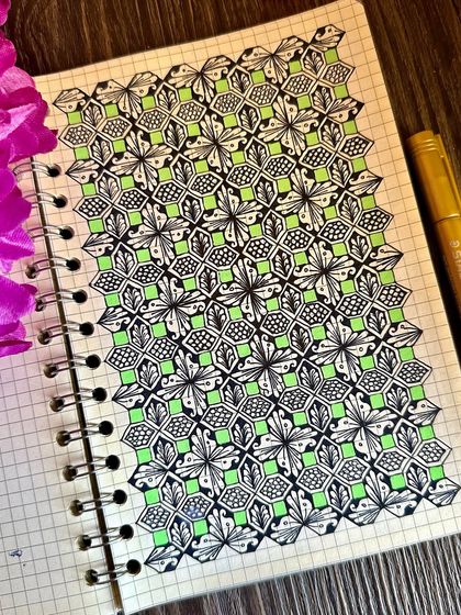 A variation of the black and lime green pattern, showing how a small change can create a different feel.