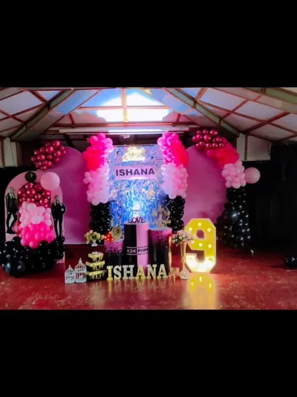 We keep up with the latest trends, like this K-Pop inspired Blackpink theme for a 9th birthday. The decor includes a shimmering backdrop, themed pedestals, and a bold pink and black color scheme that any fan would love.