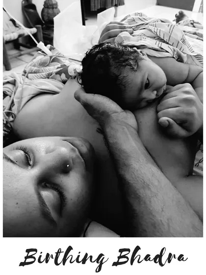 This is me with my daughter, Bhadra, in the moments after she was born. My own birth story is the foundation of my work. It taught me to trust my body's wisdom, and now I help other women find that same trust within themselves.