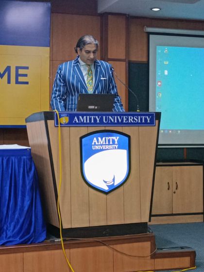 Addressing the students and faculty at Amity University. I believe in sharing my experience to help nurture the next generation of hospitality leaders.
