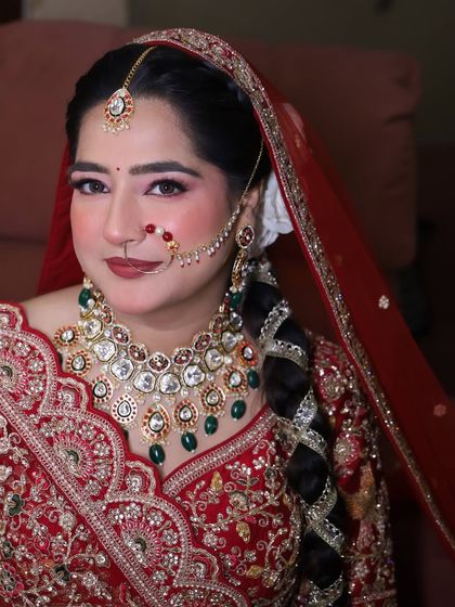 A complete bridal portrait. The hair, makeup, and jewelry all come together to create a cohesive and breathtaking look for her special day.