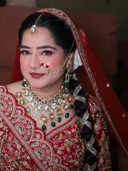 A complete bridal portrait. The hair, makeup, and jewelry all come together to create a cohesive and breathtaking look for her special day.