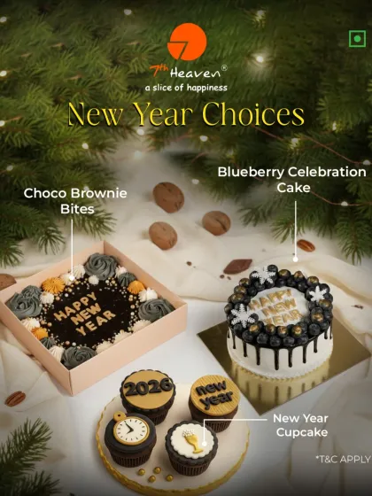 New year, new reasons to indulge. Our New Year choices include Choco Brownie Bites, a Blueberry Celebration Cake, and festive cupcakes to start the year on a sweet note.