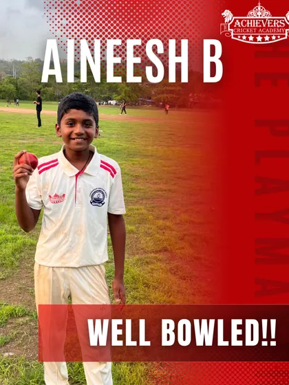 Aineesh B with his award for a fantastic bowling spell in the AT Cup U-14 tournament.