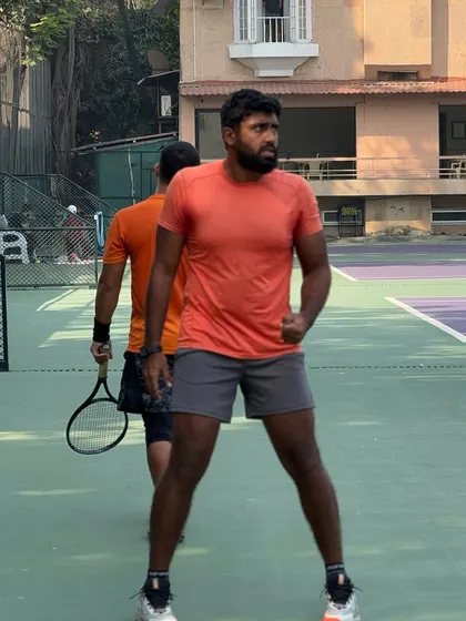 One of our head coaches on court, demonstrating the readiness and intensity that he expects from all his players during a training session.