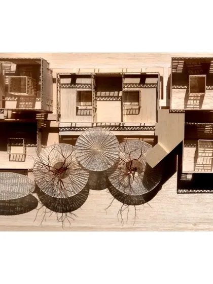With the roofs removed, the model reveals the central courtyards of varying sizes within each of the school's learning pods.