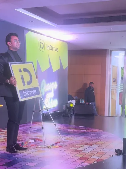 Performing a custom brand reveal for inDrive at their "Inner Drive Awards." This type of magic is perfect for product launches and corporate celebrations.
