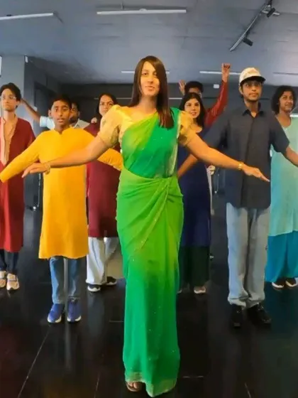 A creative group photo promoting our Popping classes, showing that dance is for everyone, regardless of what you wear or where you come from.