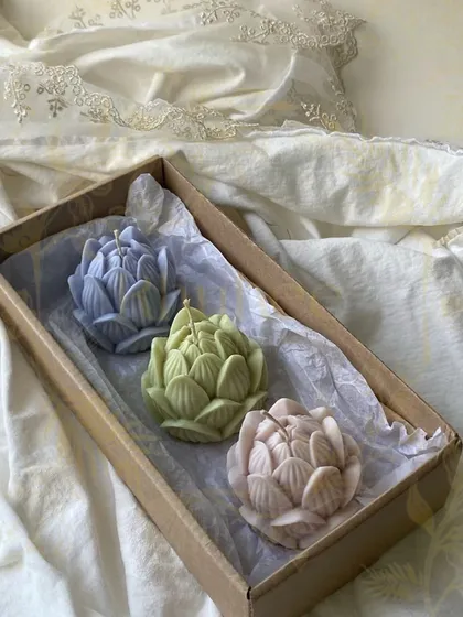 Our new lotus mould candles are a beautiful and affordable addition to our collection. We just poured an order for 100 pieces. They are perfect for hampers or small gifts.