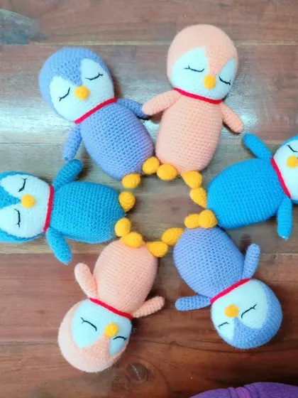 My little penguin friends lying in a circle. They look so peaceful and cute.