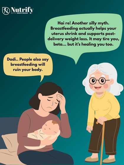 Myth: Breastfeeding will ruin your body. The reality is that breastfeeding actually helps your uterus shrink and supports post-delivery weight loss. It may be tiring, but it's healing you too.