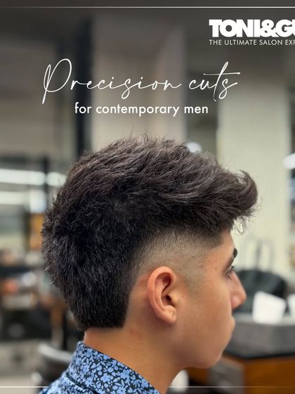 Precision cuts for contemporary men. This textured crop with a fade is a modern and stylish option that is easy to maintain.