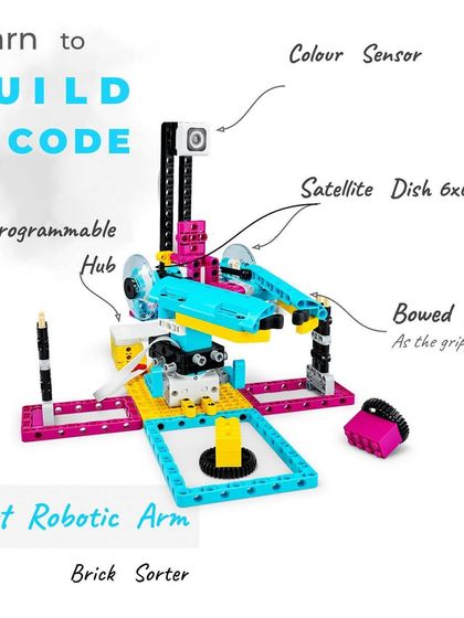This smart robotic arm is a brick sorter. While building it, students learn about mechanical engineering, programming the arm to follow commands, and problem-solving to make the sorting process accurate.