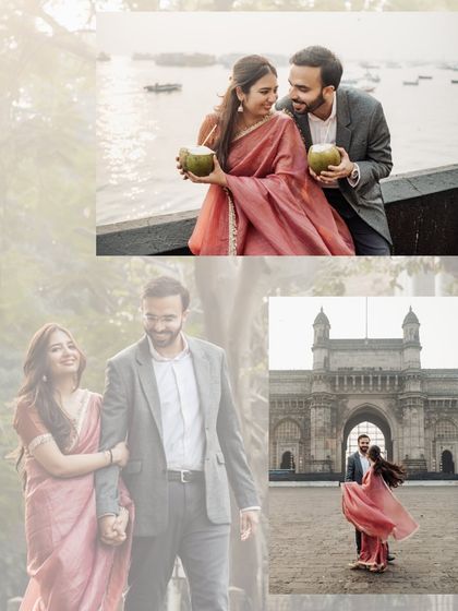 From sharing coconut water by the sea to a joyful twirl in front of the Gateway of India, this collage showcases a perfect Mumbai day out.