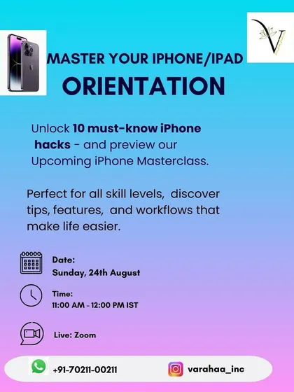 Your iPhone and iPad are powerful tools, but most people only use a fraction of their capabilities. This orientation uncovers 10 must-know hacks and hidden features that will make your daily life easier and more productive. It's a preview of the game-changing workflows I teach in my full masterclass.