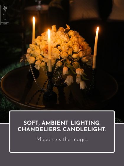 Mood sets the magic. Soft, ambient lighting from candles and chandeliers is essential for creating an intimate and luxurious atmosphere. My courses cover how to integrate lighting with floral design to control the mood of an event.