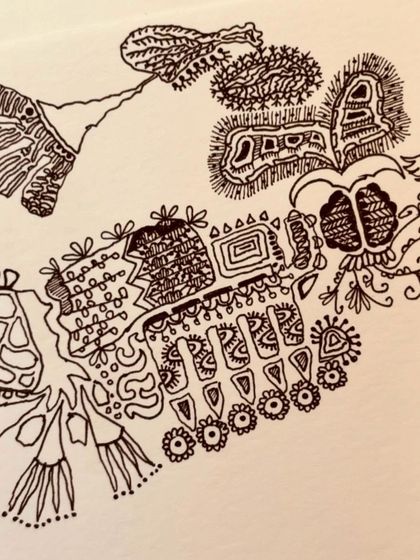 A close-up of the sketch I made while waiting at the hospital. Creating art helps me find peace, no matter where I am.