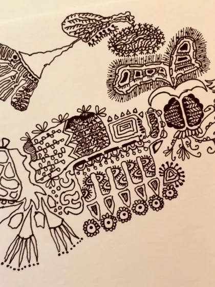 A close-up of the sketch I made while waiting at the hospital. Creating art helps me find peace, no matter where I am.