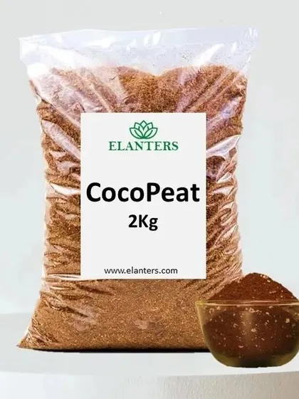 A close-up of our 2kg Cocopeat pack. It's a lightweight and sustainable alternative to traditional soil for seed starting and potting mixes.