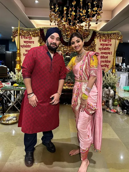 Posing with Mrs. Shilpa Shetty during her festive celebrations. Her continued patronage is a source of immense pride for our entire team.