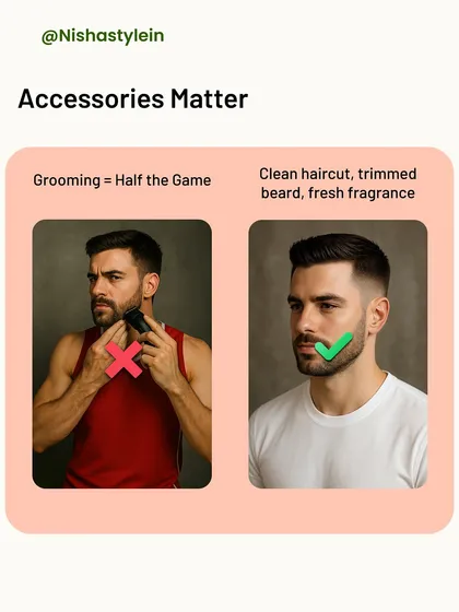 Grooming is half the game. An unkempt look can undermine your entire outfit. A clean haircut, a trimmed beard, and a fresh fragrance are essential for a polished and professional appearance.