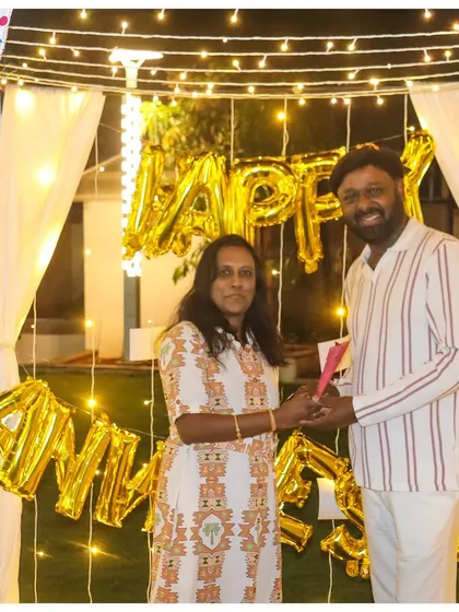 A beautiful moment from a happy anniversary celebration inside our lighted cabana. We love seeing our clients enjoy the romantic ambiance we create just for them.