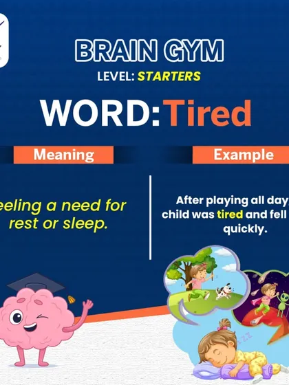 This is a duplicate of ID 32. Caption: This graphic explains the meaning of the word 'Tired'. Building a strong vocabulary is crucial for effective communication and personal growth.
