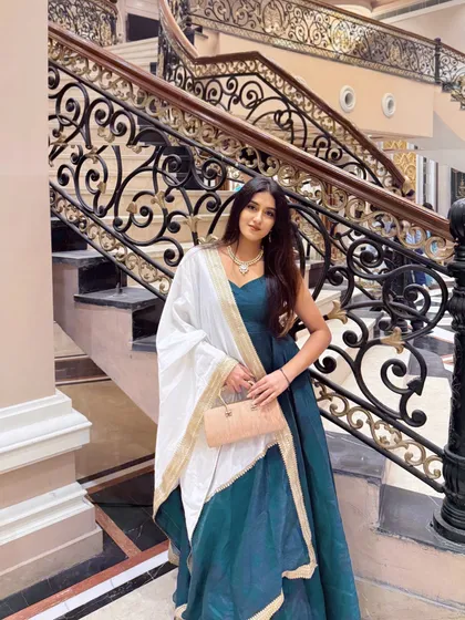 A full-length shot of the anarkali, showing how the simple silhouette can be so impactful for a wedding or festive event.