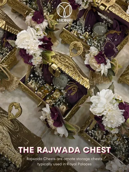 For the most special occasions, I offer The Rajwada Chest. Inspired by the ornate chests of royal palaces, this hamper is the pinnacle of opulent gifting. The rich purple velvet, intricate gold-finished metalwork, and curated treasures within are designed to make your loved ones feel truly cherished.