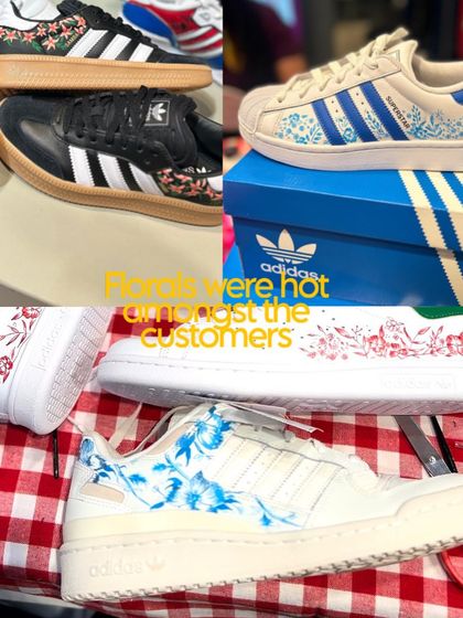 Florals were a very popular request among the customers at the Adidas live painting event. I created several different floral designs on various Adidas models like the Superstar and Forum.