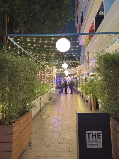 Our entrance walkway, illuminated with festive lights for Deepawali. We transform our spaces to celebrate special occasions, creating a welcoming and magical path for our guests.