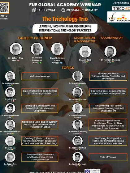 The FUE Global Academy Webinar, a joint initiative to provide ongoing education on building an interventional trichology practice.