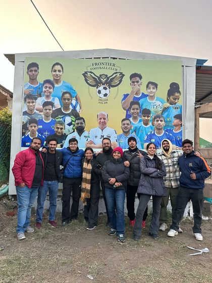 The team behind the scenes. A group photo with the organizers during the Reliance Foundation Development League event at our ground.