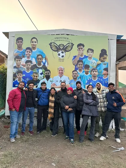 The team behind the scenes. A group photo with the organizers during the Reliance Foundation Development League event at our ground.