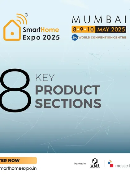 An overview graphic announcing the eight key product sections that form the core of the Smart Home Expo.