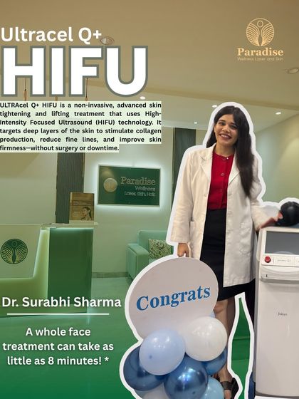 I'm proud to offer the ULTRAcel Q+ HIFU, an advanced skin-tightening treatment that can treat the whole face in as little as 8 minutes. It works deep within the skin to sculpt, smooth, and firm without surgery.