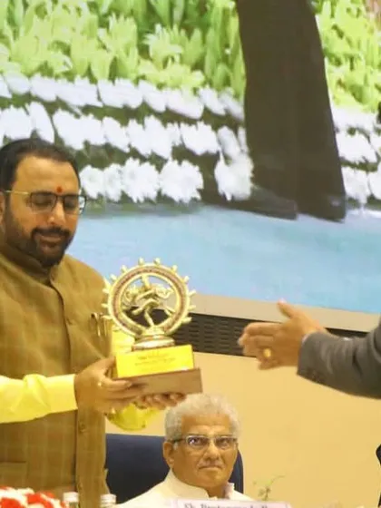 Being recognized at the Yoga Mahotsav in Vigyan Bhawan, Delhi, was a great honor. It shows my commitment to spreading authentic yoga, acknowledged on a national platform.