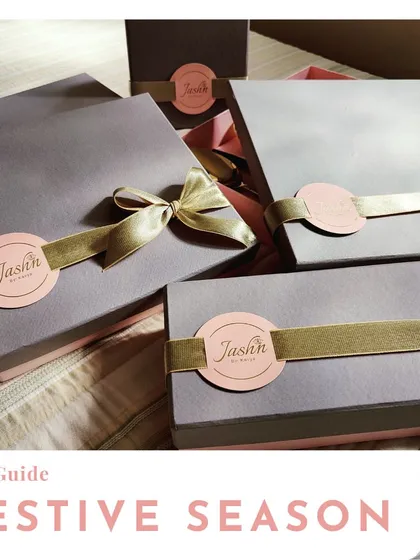 A collage showcasing my festive gift guide for 2024, featuring Jashn by Kavya gift boxes. These are perfect for corporate or personal gifting.