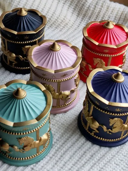 Our magical carousel candles are where golden fantasies meet a glowing reality. Available in a range of colors like red, blue, pink, and turquoise, they make for a stunning and unique party favor.