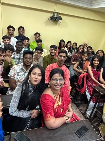 A classroom filled with students and teachers in traditional attire during our Diwali celebration at the Orlem branch.