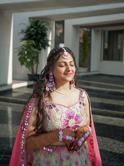A moment of blissful anticipation. I asked Prachi to close her eyes and just soak in the feeling of her wedding day, resulting in this serene and emotional portrait during her Mehendi function.
