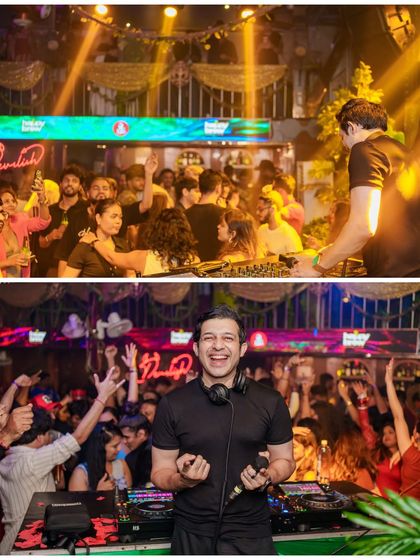 Another collage showing me in my element and the energetic crowd I'm playing for.