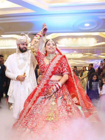 The celebration begins! This action shot shows how the makeup stays put, looking fresh and vibrant even during the most energetic moments.