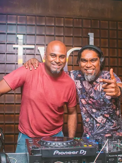 Posing with another DJ at TYD.