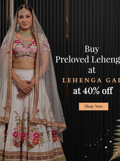 I also offer pre-loved lehengas for sale at a great discount. This beautiful floral lehenga is a perfect example of getting a designer look for less, whether you choose to rent or buy.